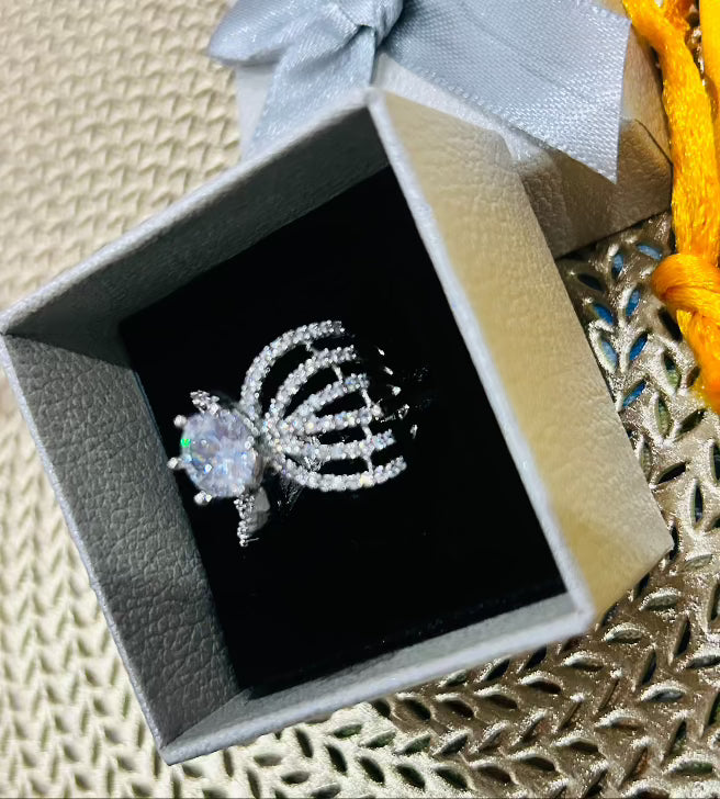 Moonbeam Square Halo Ring