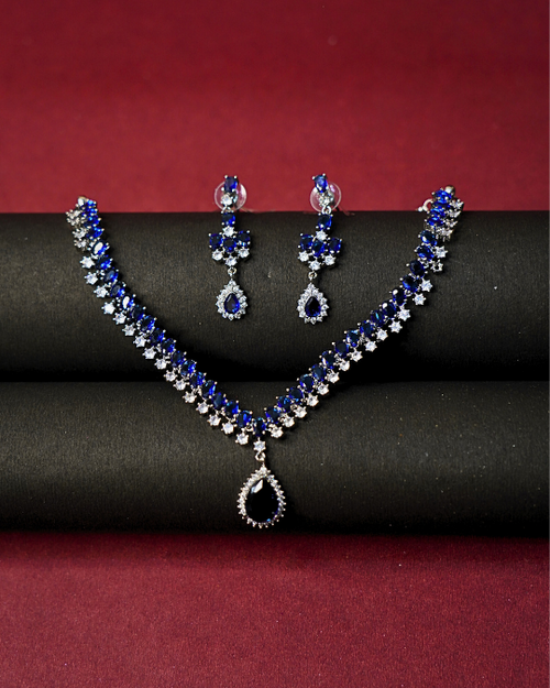 Chic Necklace Set with Earrings – American Diamond