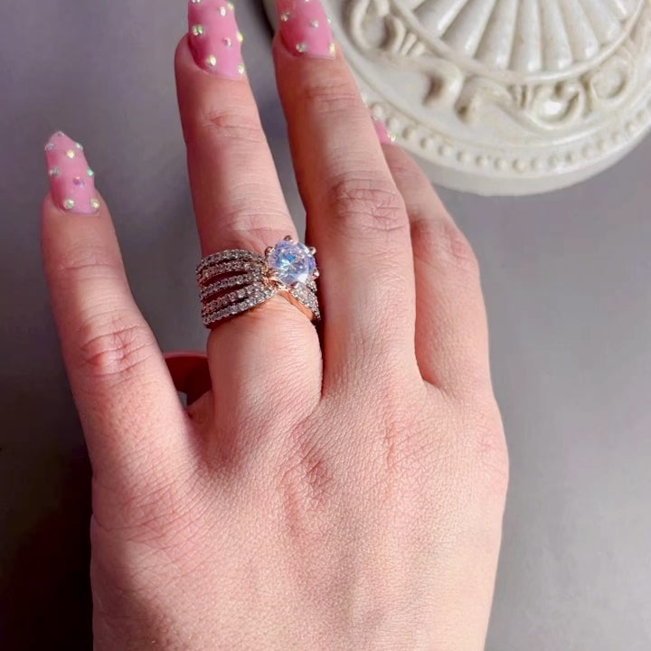 Moonbeam Square Halo Ring